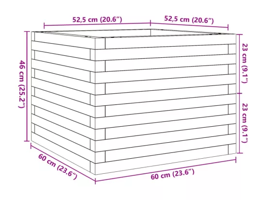 Jardinière bac lit surélevé bois marron 60 x 60 x 46 cm 02_0038472