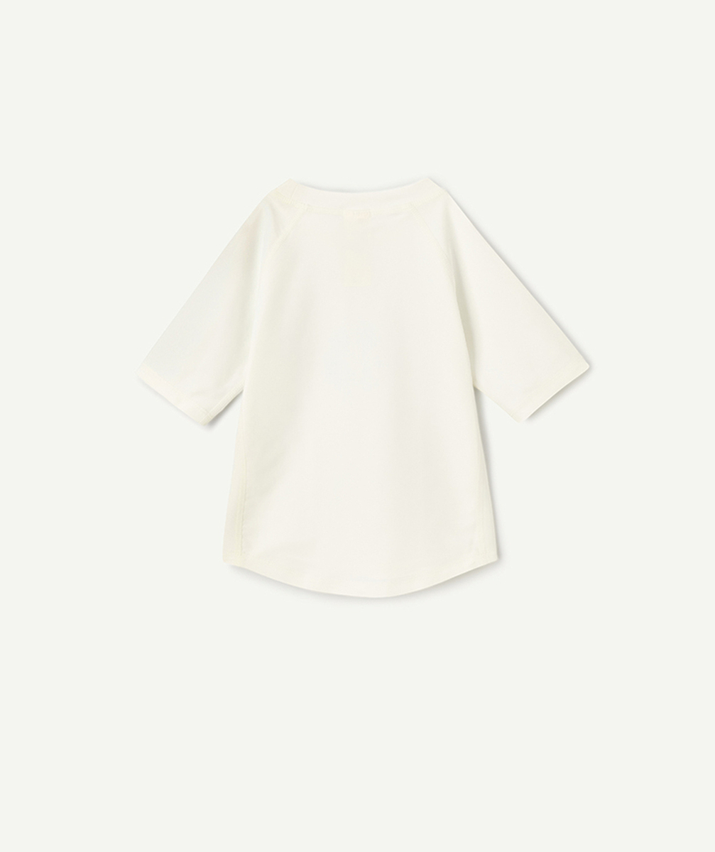 LASSIGT-SHIRT MANCHES COURTES MIXTE ANTI-UV ÉCRU AVEC MOTIF ARC-EN-CIEL
