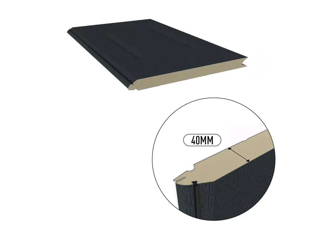 Porte de garage sectionnelle sur mesure à cassettes anthracite - MUGONIA
