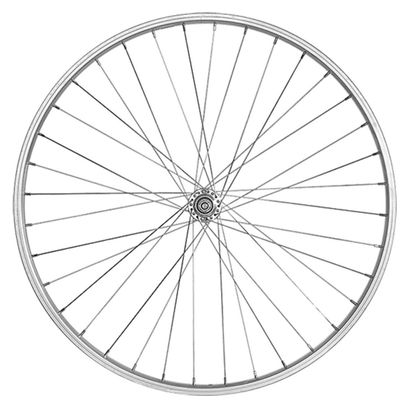 Roue vtc 28  av blocage jante argent mach1 m110. moyeu miche magnum v-brake 36t