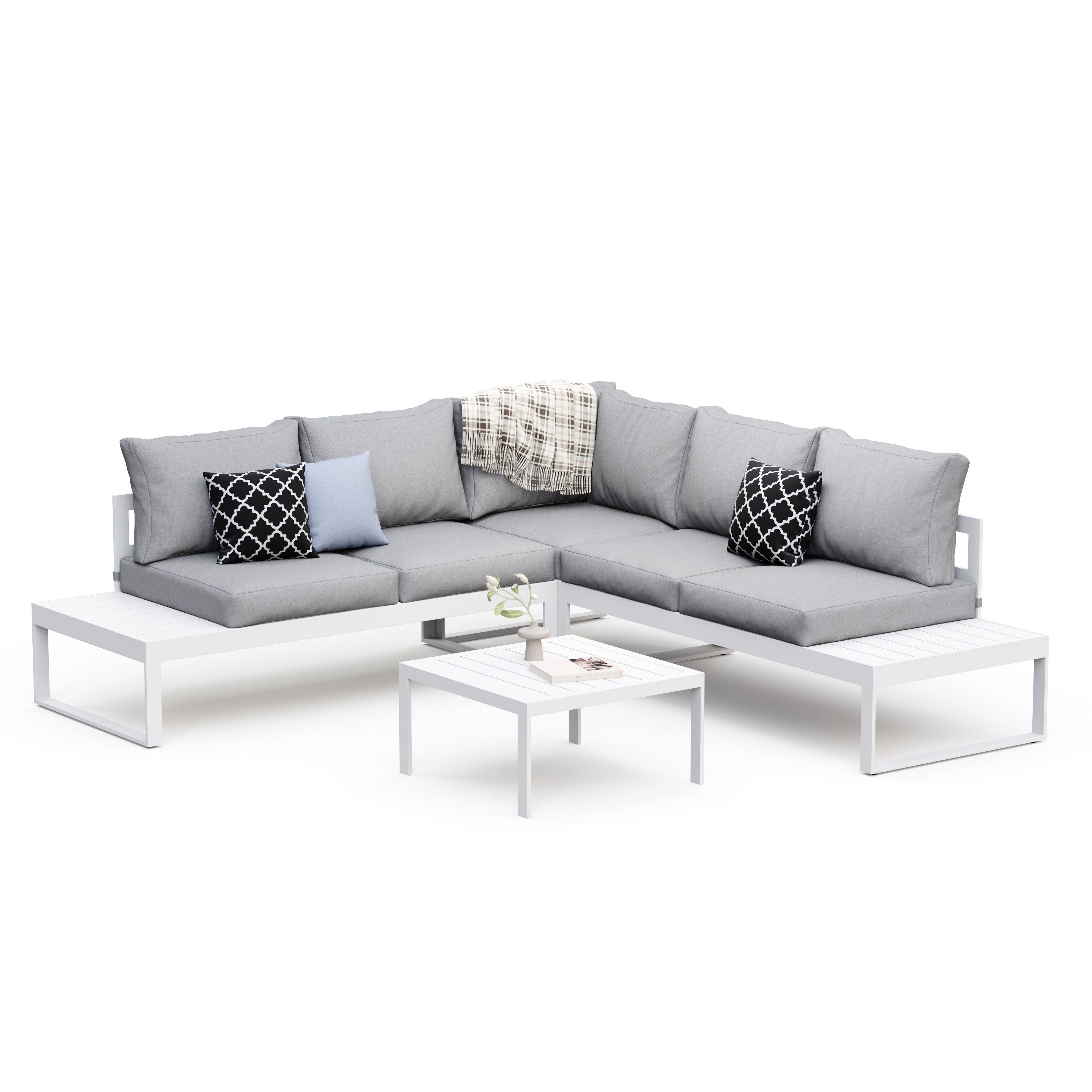 Lounge CAMILA hellgrau/weiss