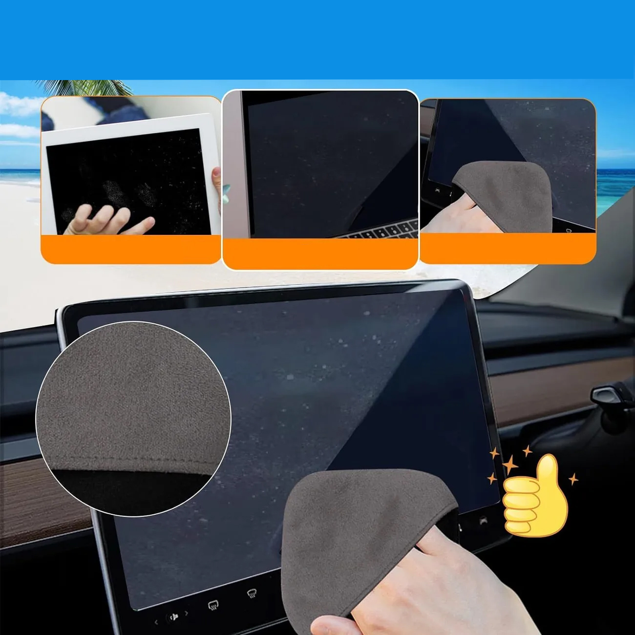 (10.5cmx10.5cm) Mikrofaser Reinigungstuch für Smartphones / Tablets / PCs - Schwarz