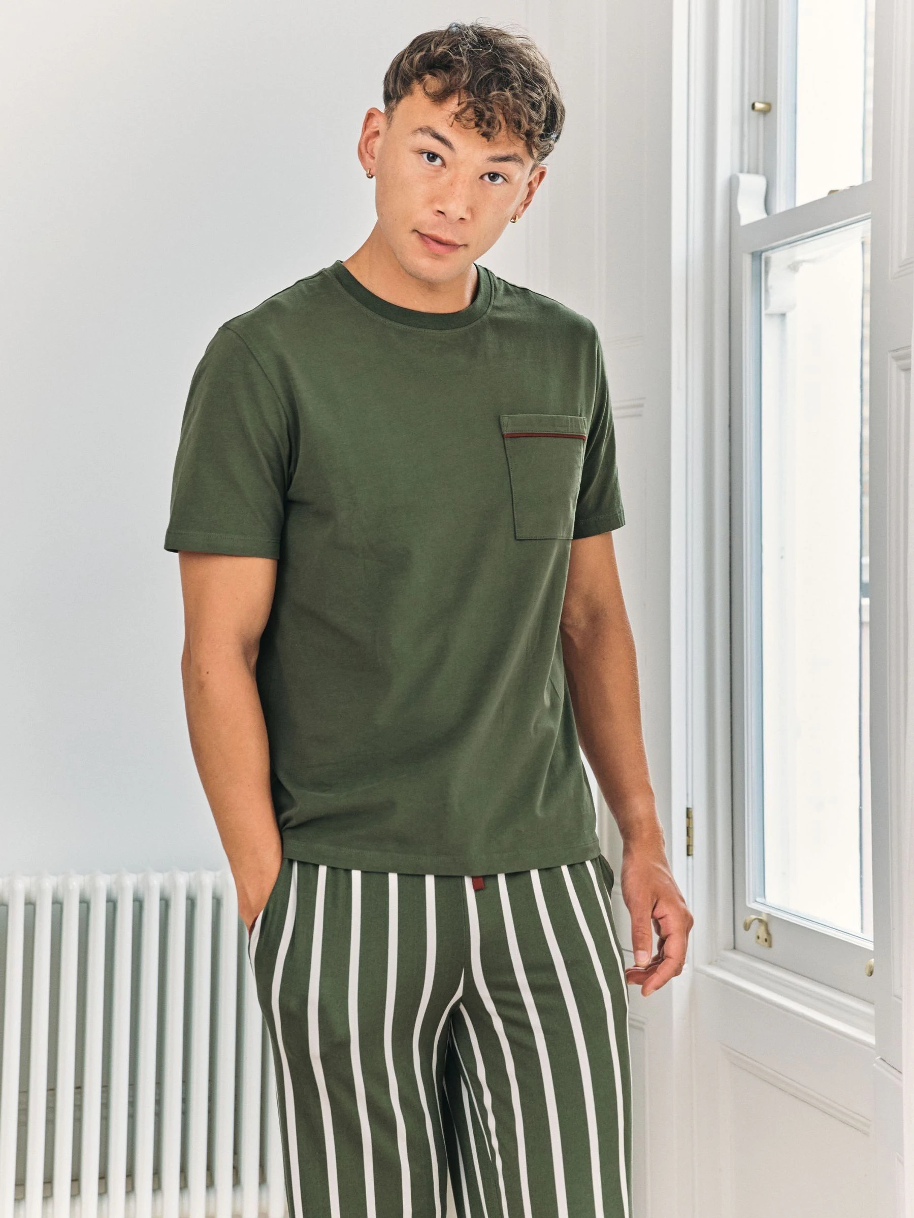 Chelsea Peers Stripe Crew Long Pyjamas Set