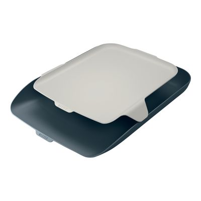 Leitz Cosy - Corbeille à courrier plastique avec organiseur de bureau - gris