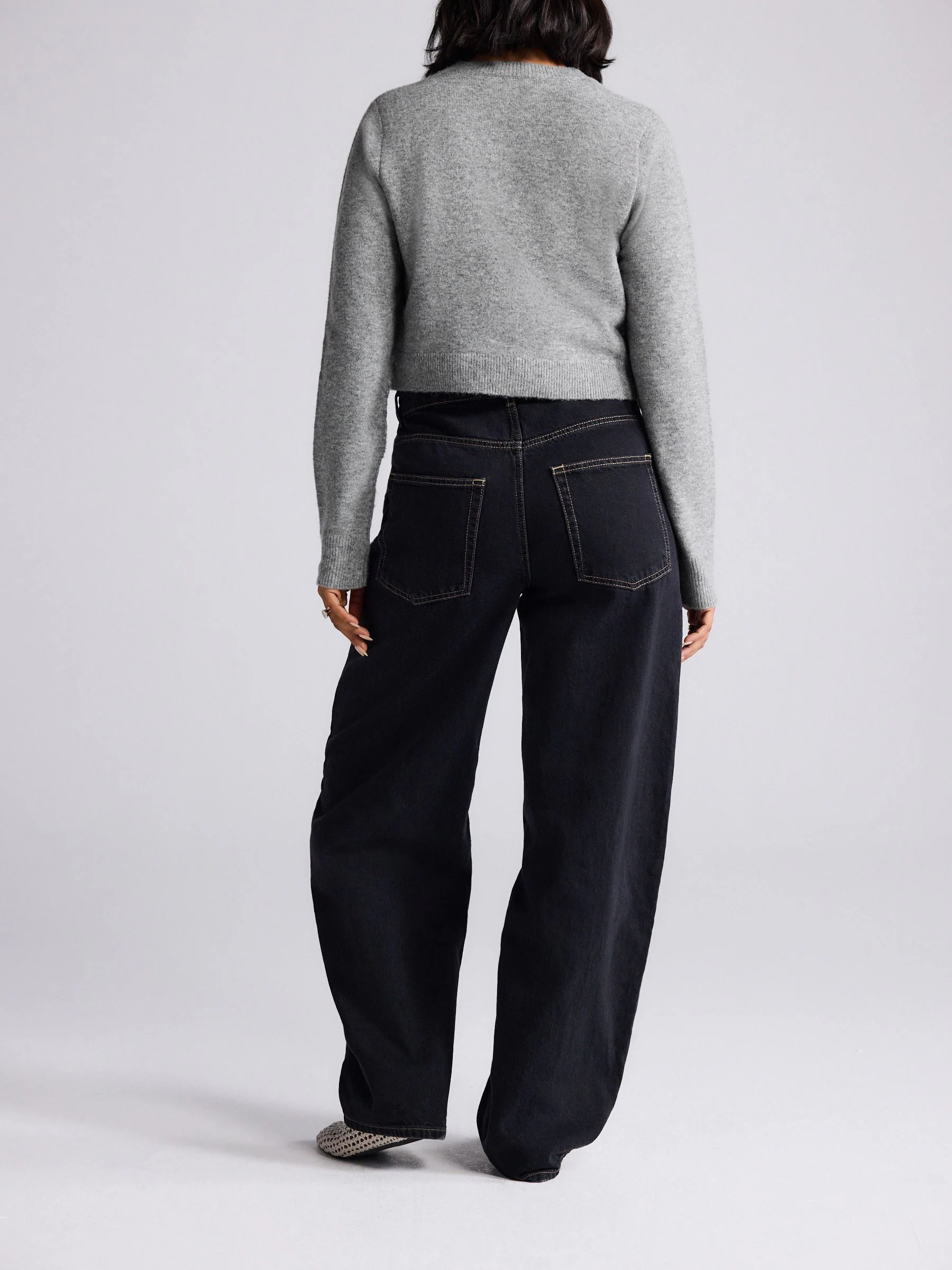 Zwarte wassing - Seam Front Barrel Leg Jeans