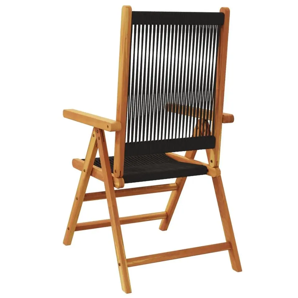 vidaXL- Tuinstoelen - Zwart - Massief acaciahout en polypropeen - 2 stuks