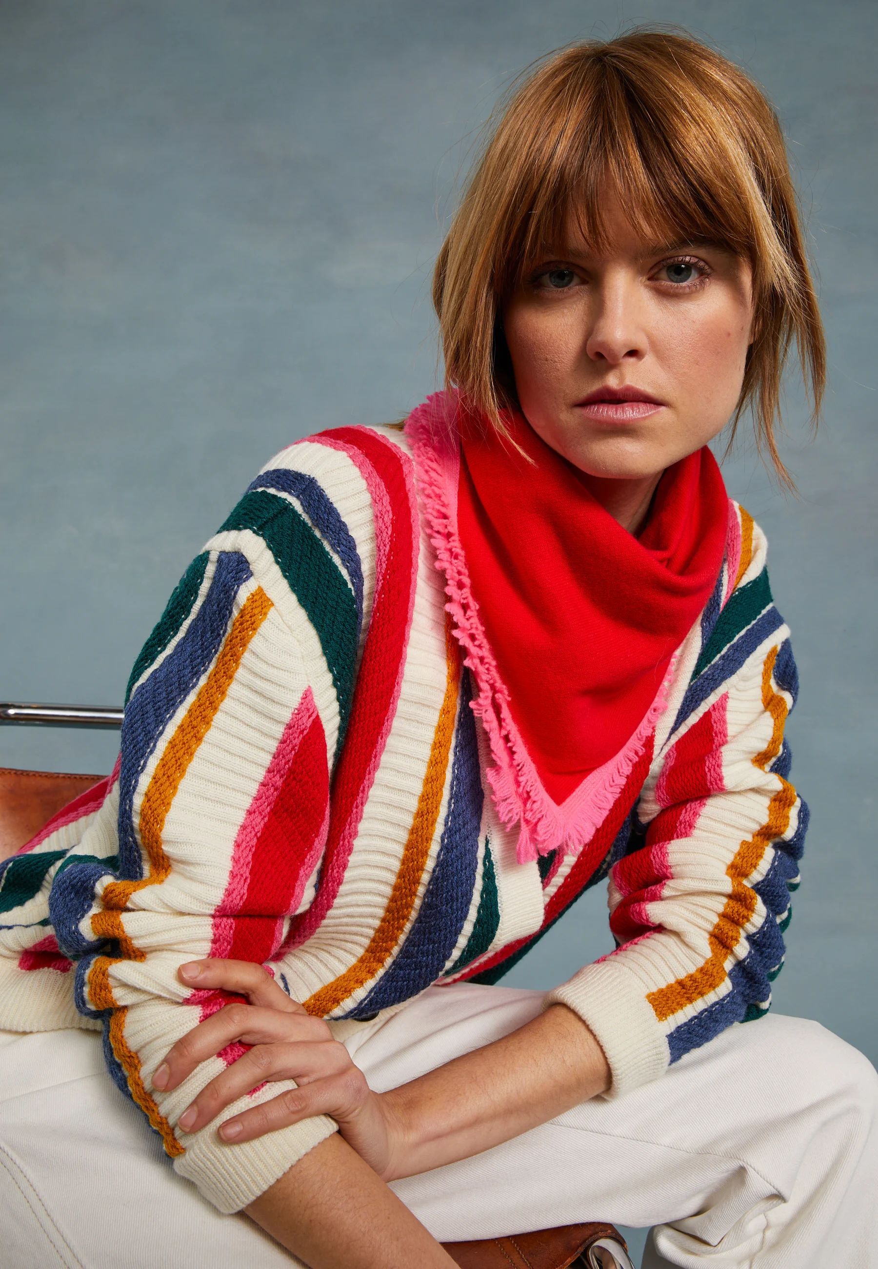 LOUISAAH24 - Foulard bicolore unisexe en cachemire | Rouge
