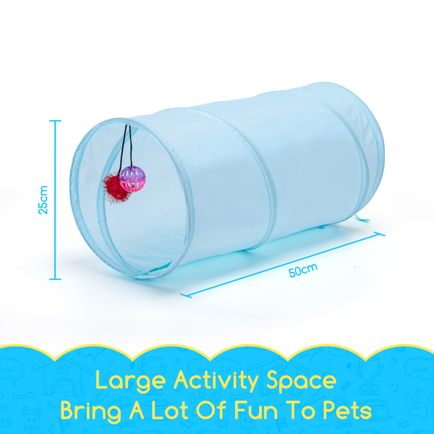 Nobleza - Pacote de Brinquedos para Gatos, Incluindo Túnel, Ratinhos, Diversas Bolas, Sinos, Molas e Catnip, 24 Peças