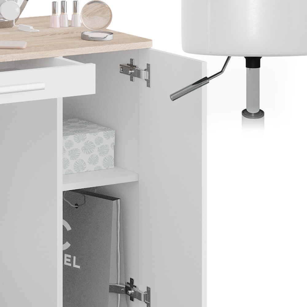 Vicco Schminktisch Frisiertisch Kosmetiktisch Almina Weiß Sonoma Schminkspiegel 100x143 modern Hocker Schlafzimmerkommode Schminkkommode Schublade Frisierkommode Make-Up-Tisch
