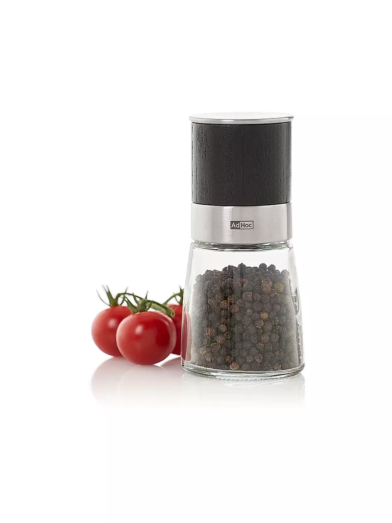 AD HOC Salz- / Pfeffermühle AKASIA 13,5cm Esche Dkl / Glas braun