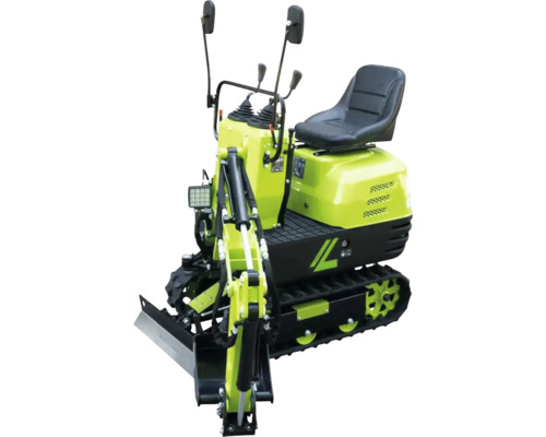 Minigraafmachine Zipper ZI-MBGS600 inclusief palletvorken, hark, slotenbak en bakdeksel, 4,36 kN uitbreekkrachtarm of 8 kN uitbreekkrachtbak, spoorbreedte 690 mm