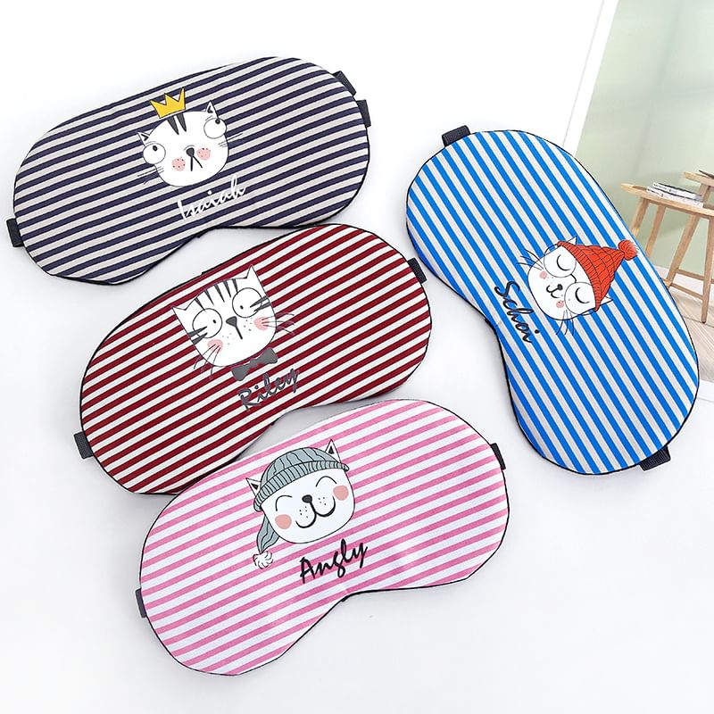 Eranso - Gestreept slaapmasker met kattenmotief (verschillende designs) / Koelmat
