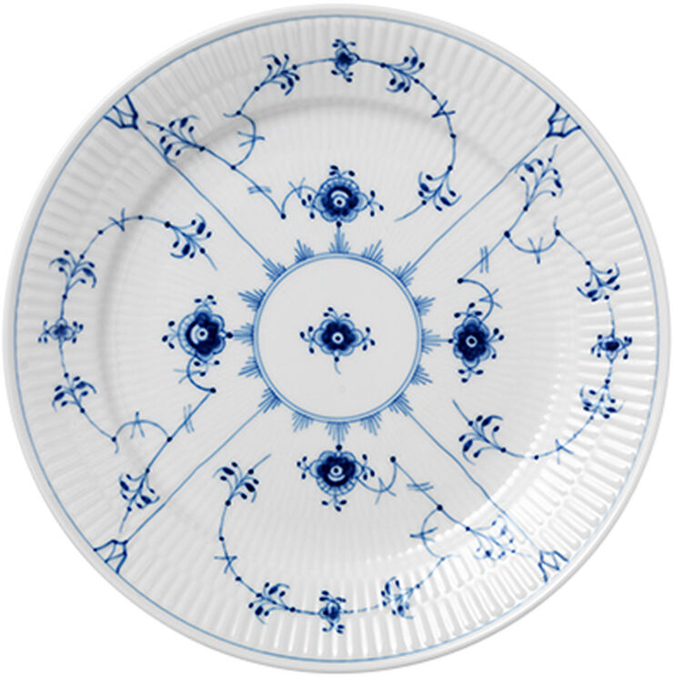 Royal Copenhagen Musselmalet Riflet 25 cm. tallerken Blå