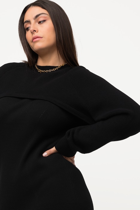 Pullover, kurz, Patentstrick, Rundhals, Langarm