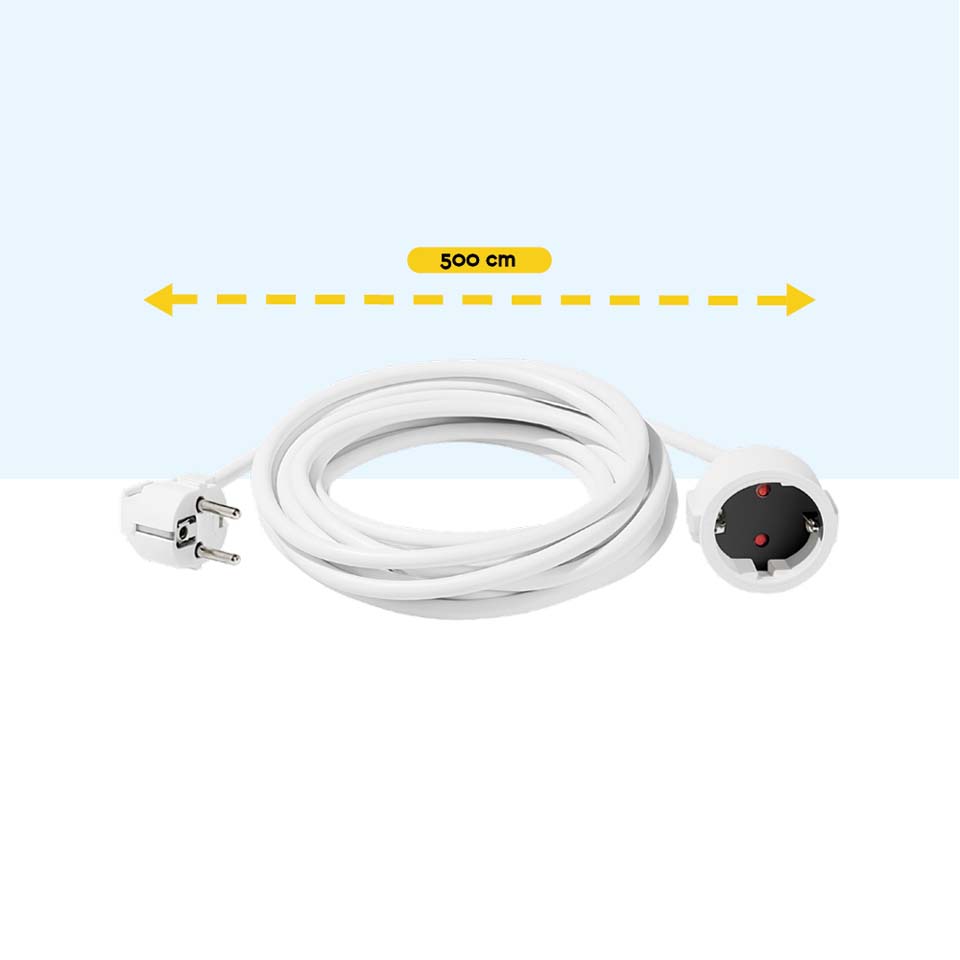 BRASQ 5 meter Verlengsnoer met randaarde - White