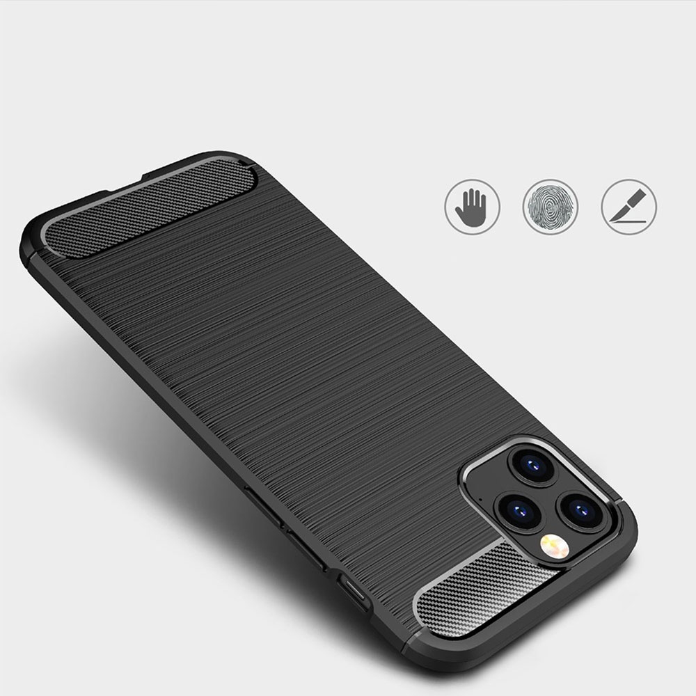 iPhone 12 / iPhone 12 Pro Gummi Case Schutzhülle Carbon Look - Schwarz