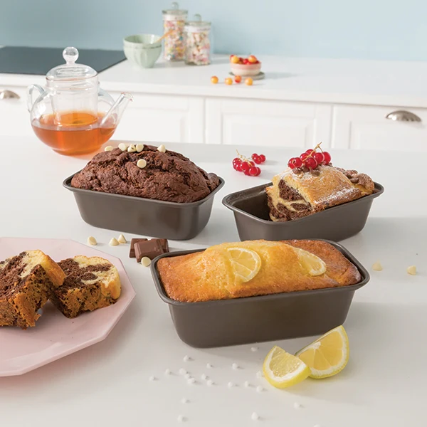 Set 3 mini moules à cake acier revêtu 15,5 cm Mathon