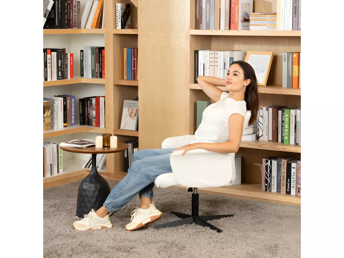 Fauteuil relax rotatif réglable en hauteur en bouclette,THOMASINA LEISURE
