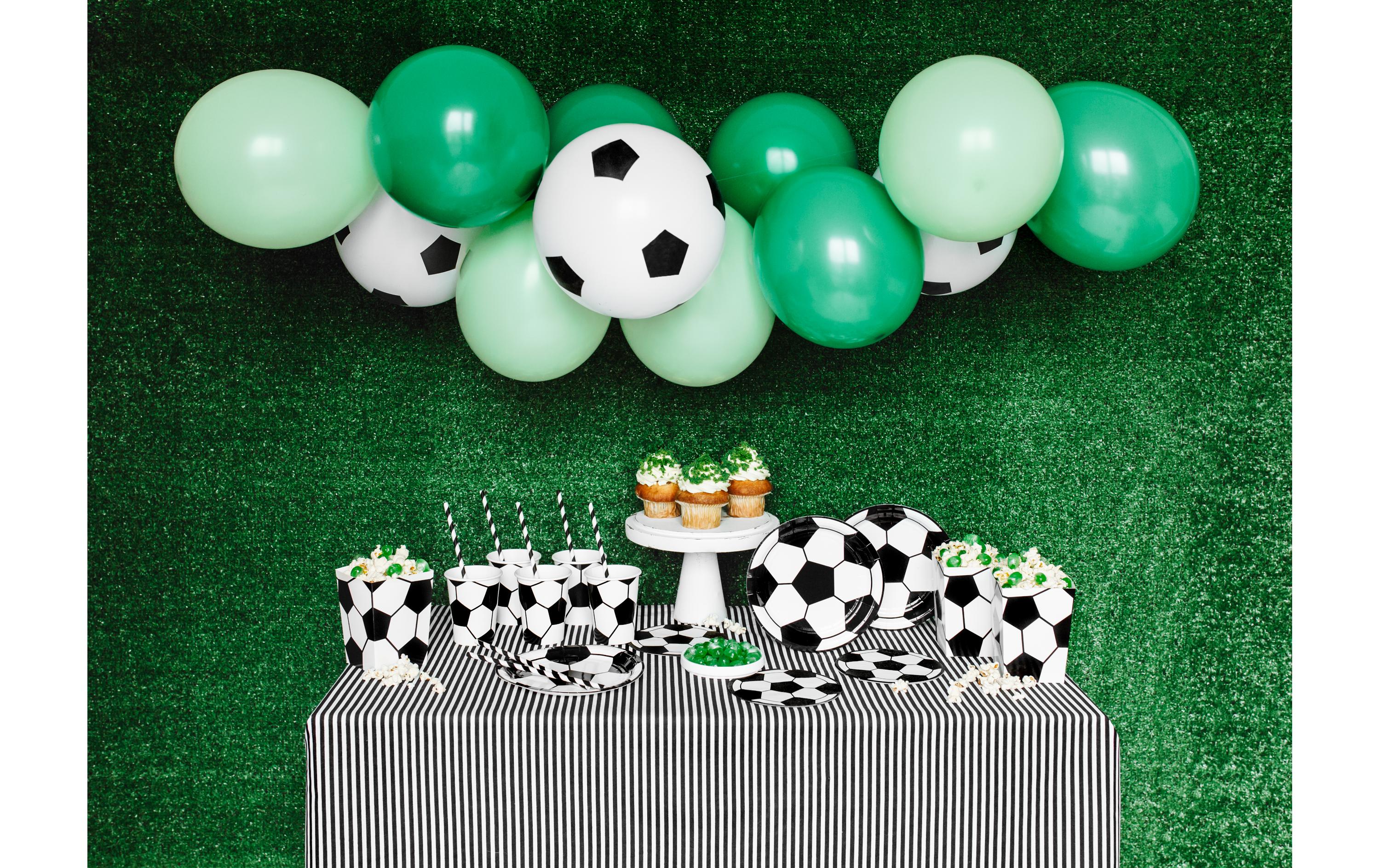 Partyset Football 6-teilig, Schwarz-Weiss / GrünDekorations-Set für Fussballfans