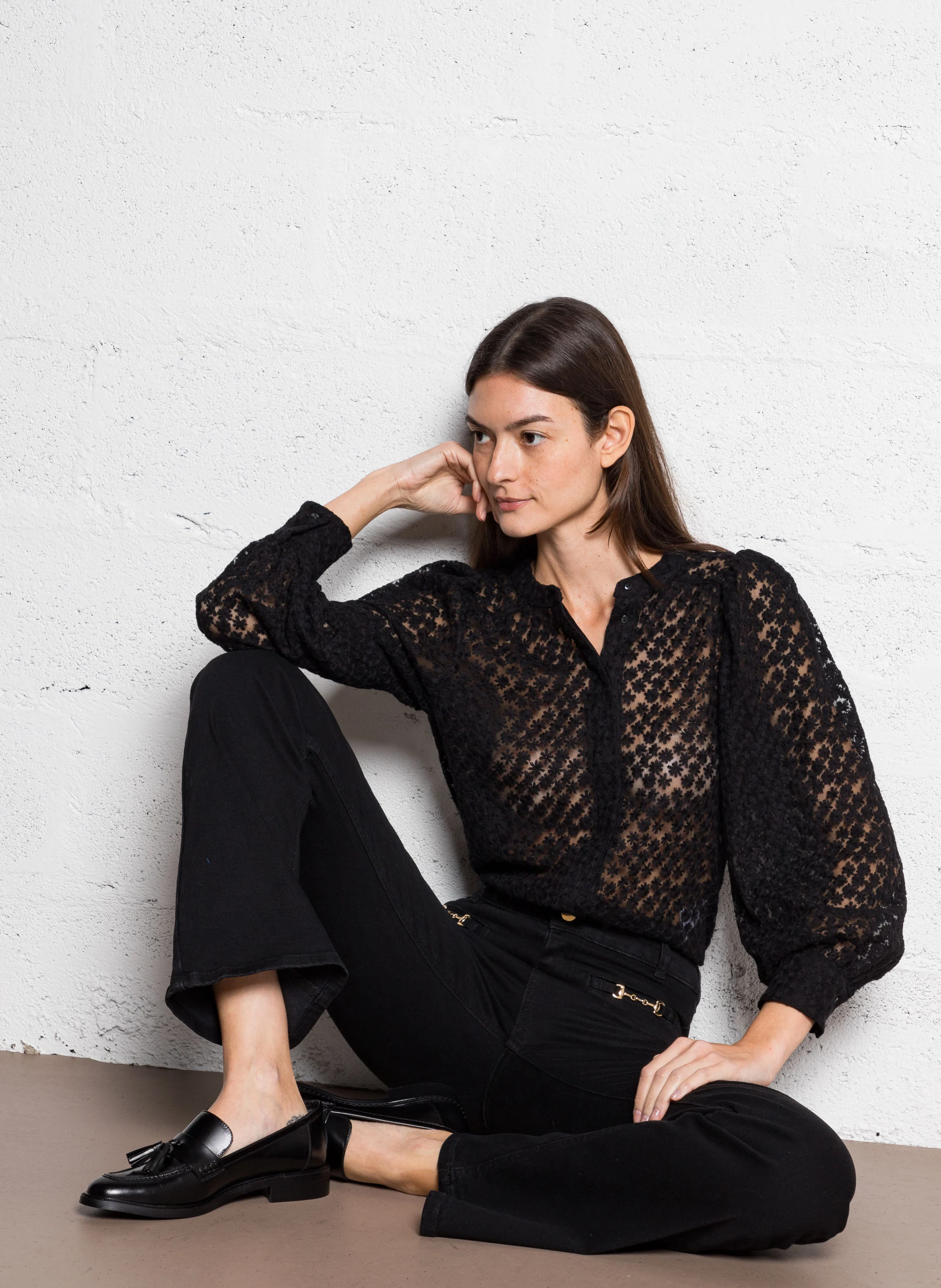 ROSA - Mocassins à bout rond en cuir| Noir