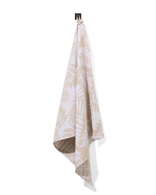 torchon 65x65 coton feuilles beige