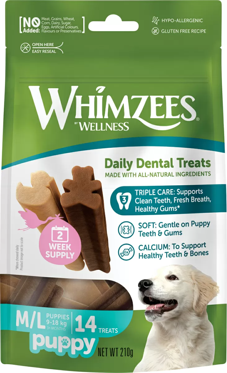 Whimzees Dental Tyggeben Puppy M/L, 14 stk, 210 g
