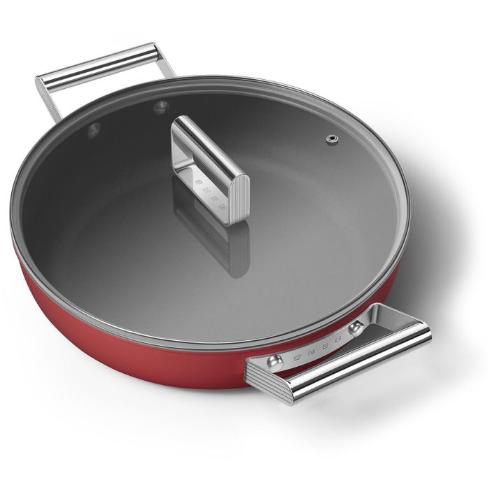 SMEG Schmorpfanne mit Deckel 28 cm CKFD2811RDM Rot