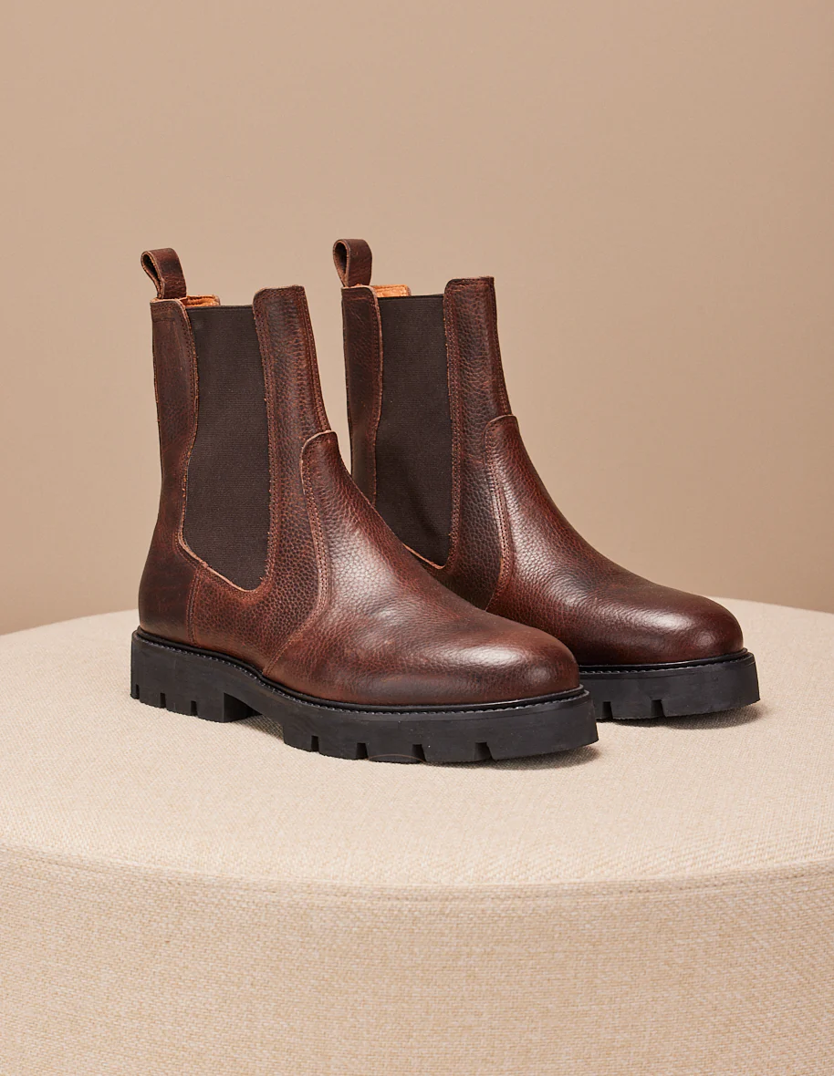 Bottines Raoul - Cuir pull up grainé marron