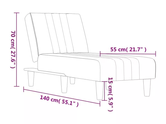Chaise longue noir tissu