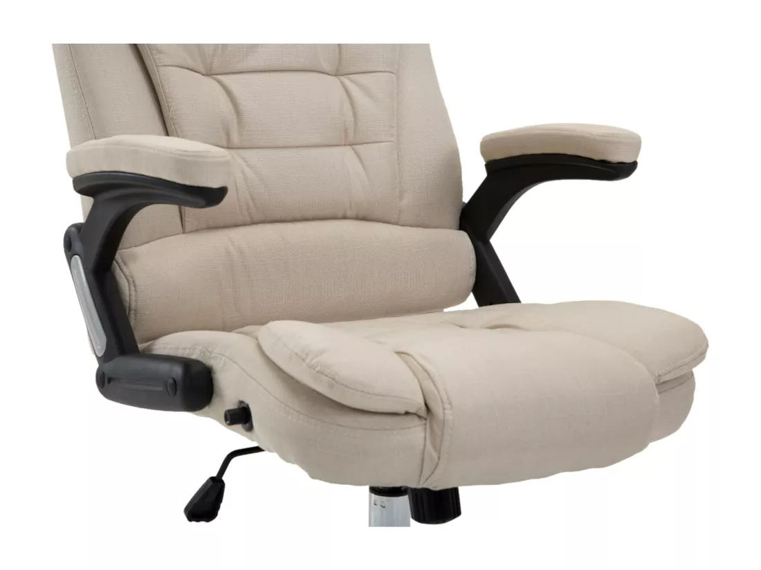 Chaise de bureau - Tissu & Métal chromé - Crème - Thor
