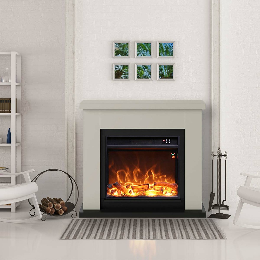 Cheminee murale 1500w caminetto fuego paolo beige
