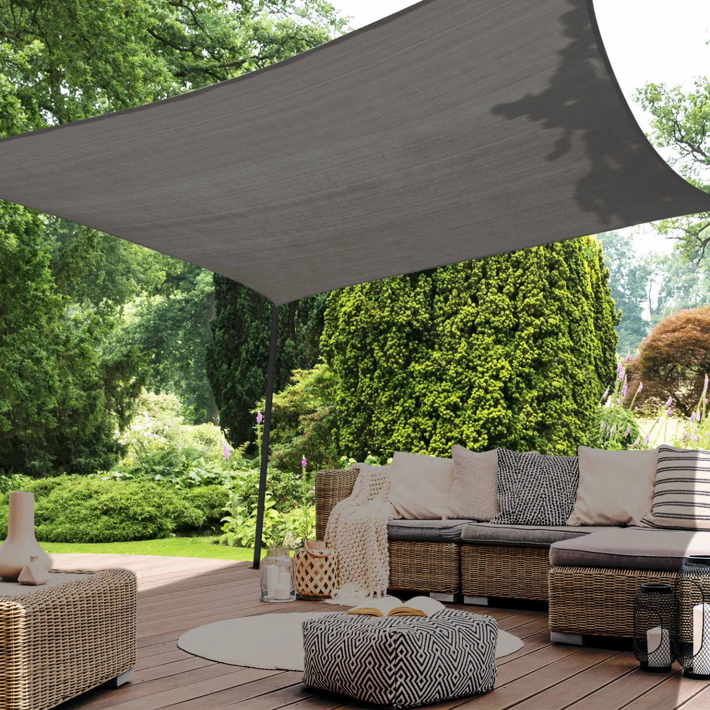 Voile d'ombrage rectangulaire 3x4 M gris