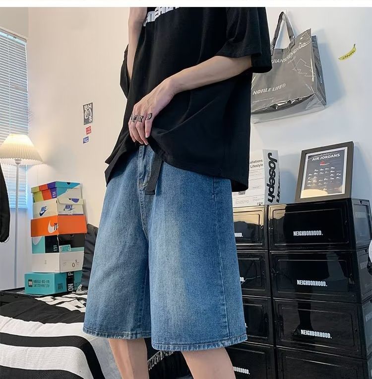 Femilina - Set: Mid Rise Washed Wide Leg Jorts + Belt