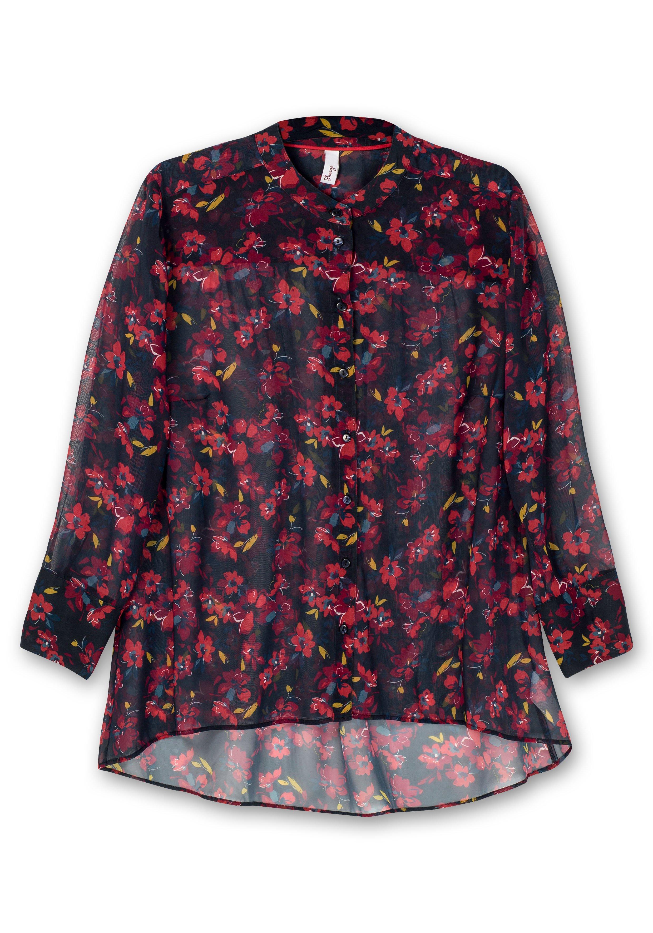 Chiffonbluse mit Blumen-Alloverprint