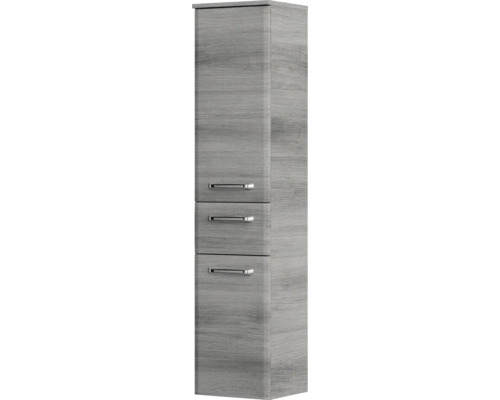 Pelipal Quickset 328 badkamermeubelset (B x H x D 175 x 200 x 39 cm), grafiet getextureerde fronten (horizontaal patroon), met witte glazen wastafel, hoge kast, onderkast en bovenkast (328.120009)