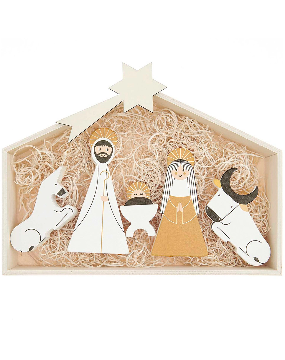 Holz-Krippe HOLY NIGHT 6-teilig