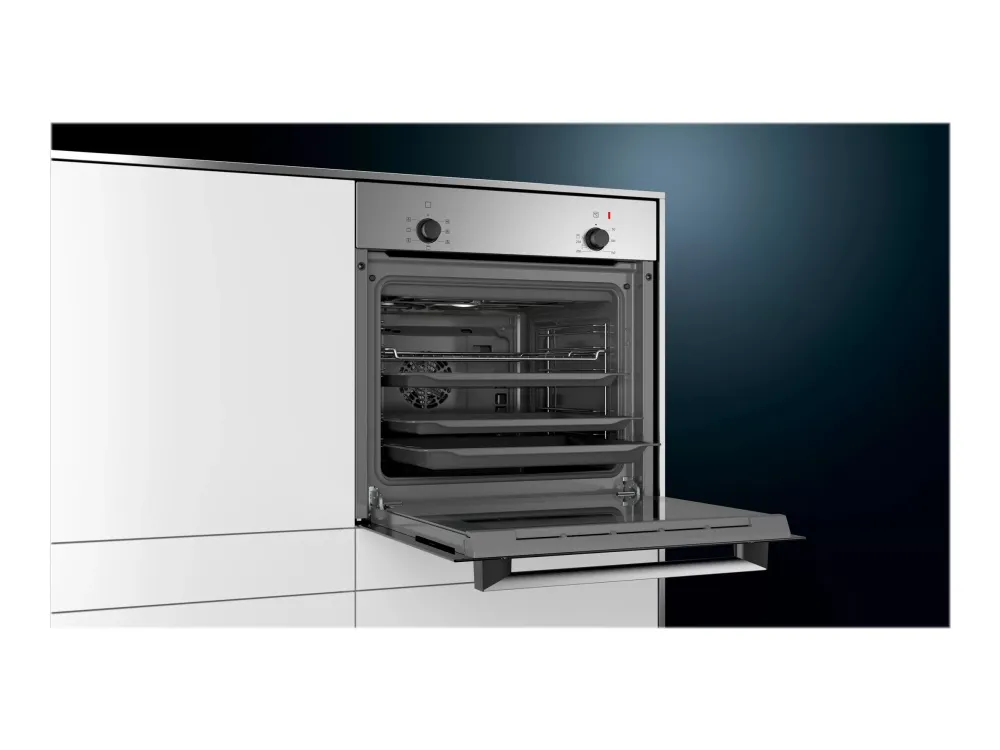 Siemens iQ100 HB010FBR1S - Ovn - til indbygning - niche - bredde: 56 cm - dybde: 55 cm - højde: 57.5 cm - Klasse A - rustfrit stål
