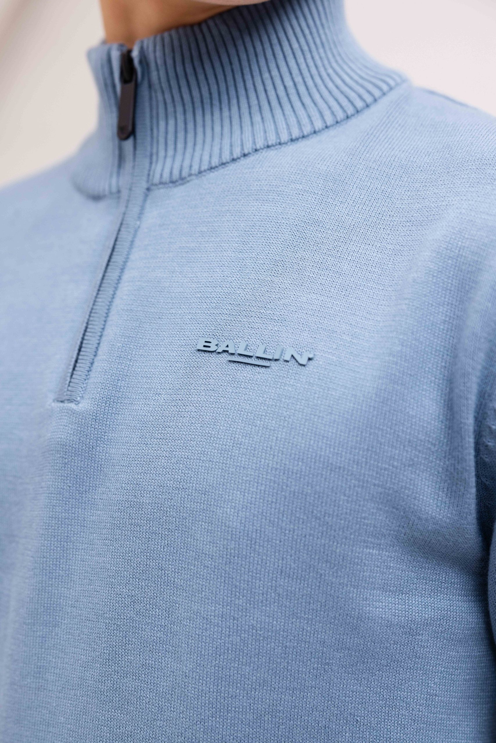 Ballin Amsterdam Half-Zip Knit Sweater Kids Lichtblauw