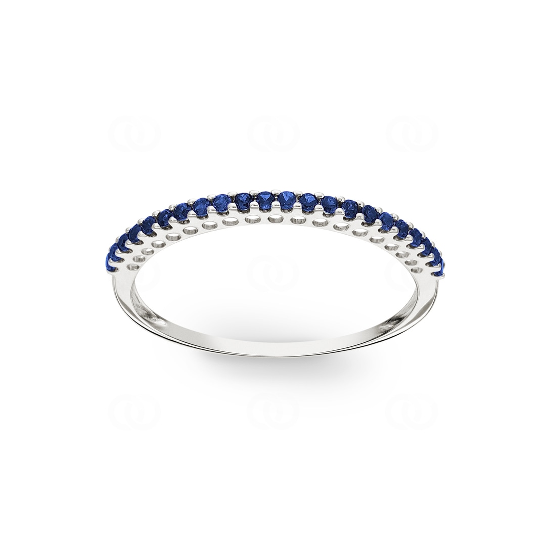 Mémoire-Ring 750/18 K Weissgold mit Saphiren