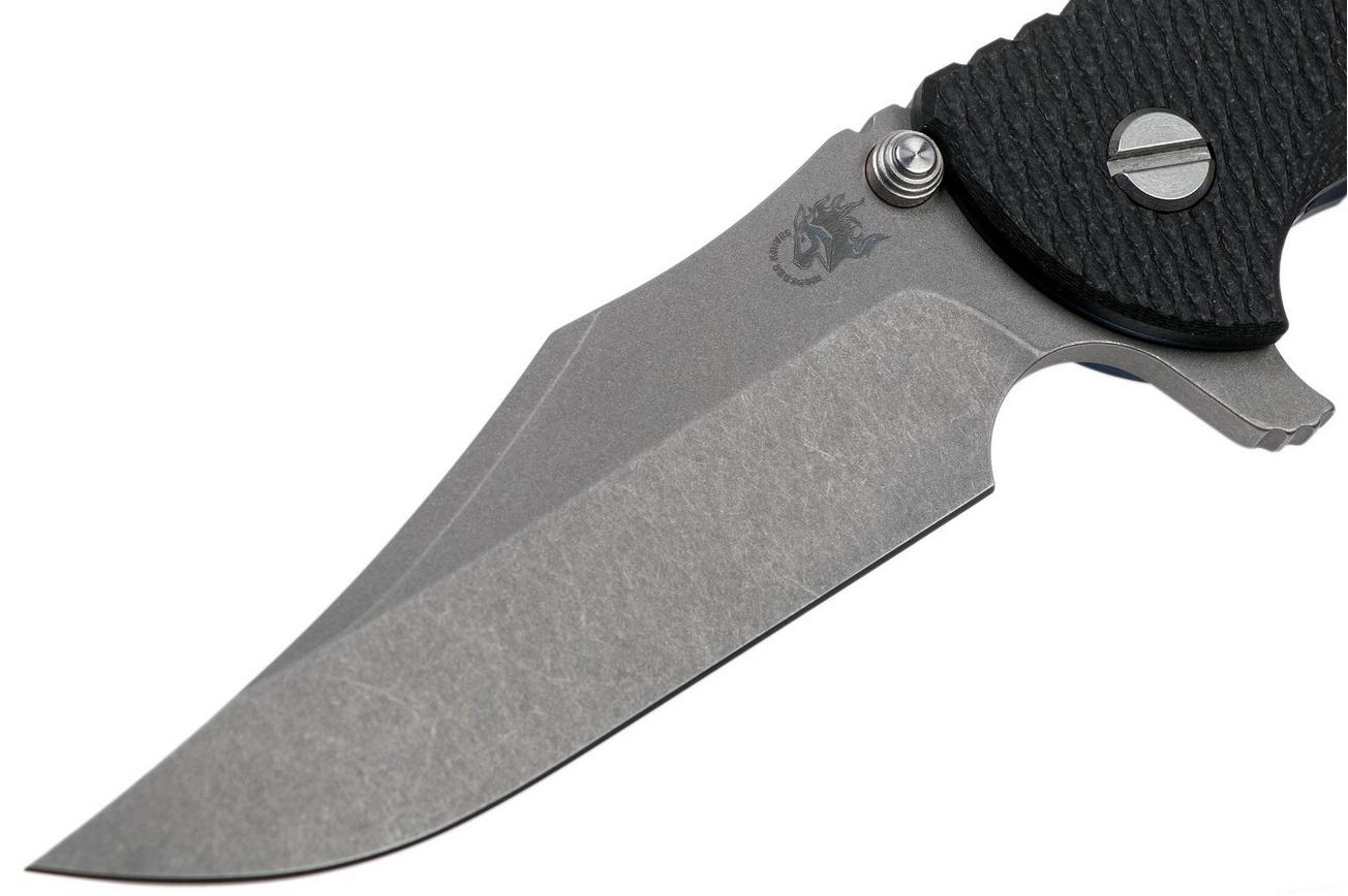Rick Hinderer XM-24 4” Bowie, CPM 20CV, Battle Blue, Black G10 zakmes