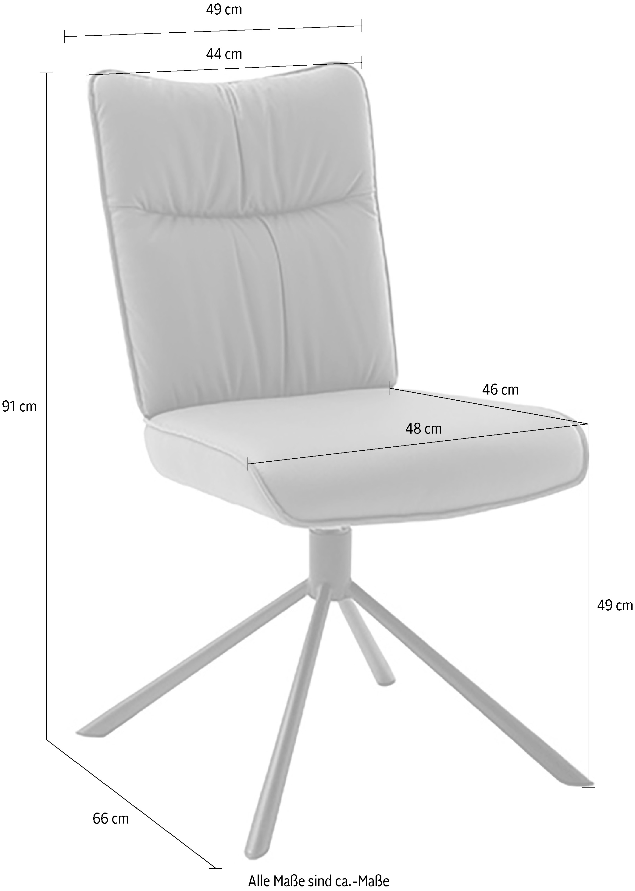 MCA furniture 4-Fussstuhl »MARIN Esszimmerstuhl (2er Set) - Stuhl« (Set) 2 Stk.360° drehbar, Metall schwarz, beweglichen Rücken, belastbar 120 kg