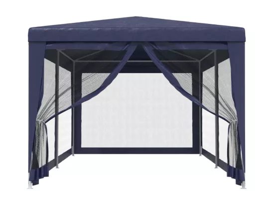 Tente de fête avec 6 parois latérales en maille Bleu 3x6 m PEHD