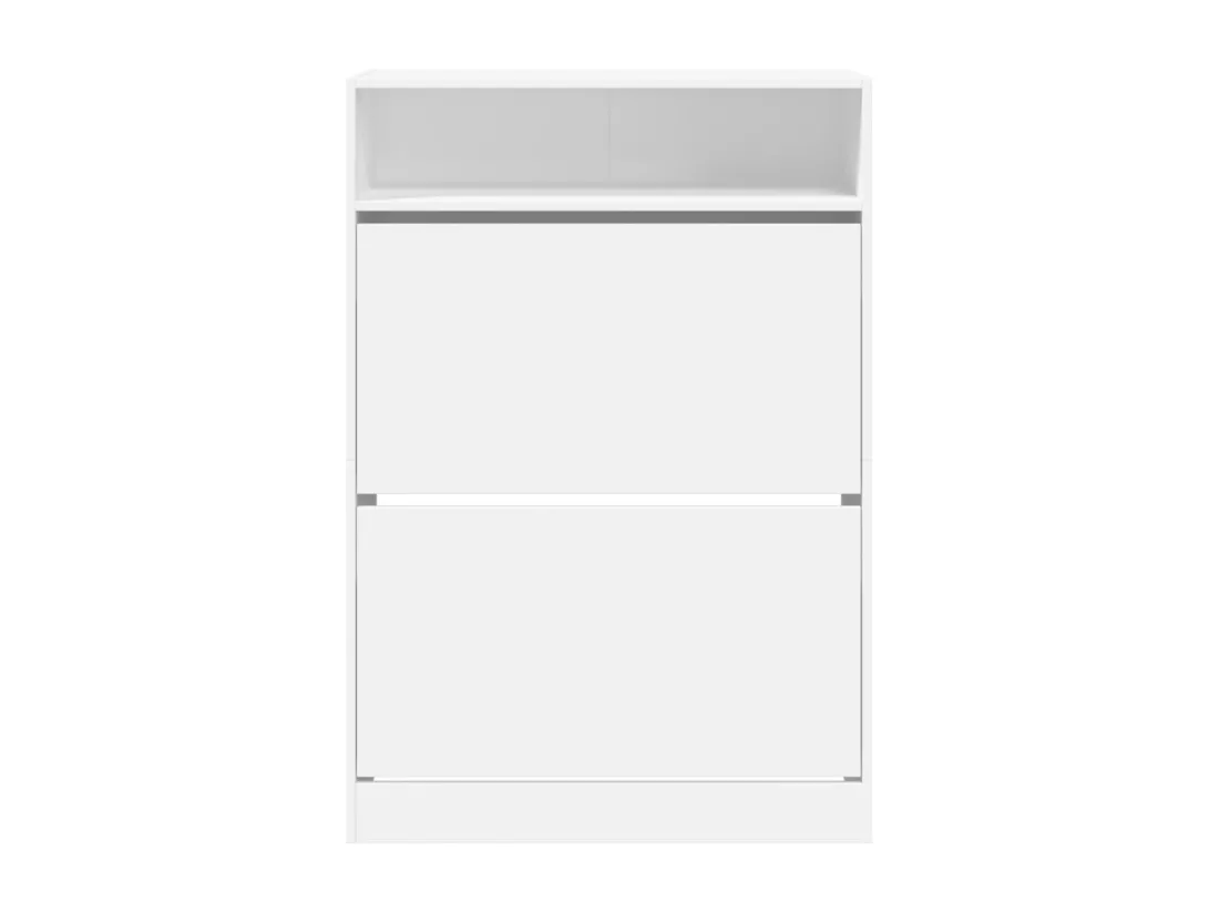 Armoire à chaussures 2 tiroirs rabattables blanc 80x34x116