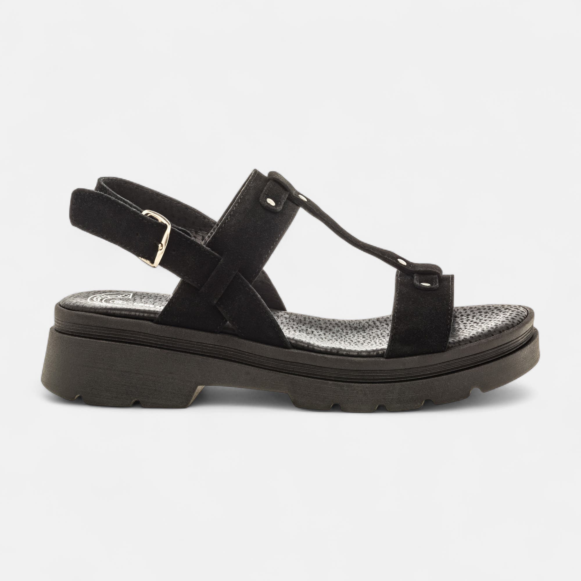 Sandales Femme en cuir noir