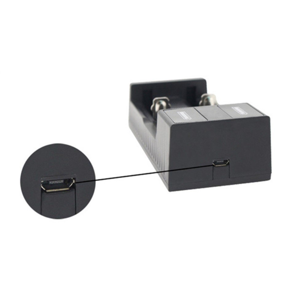 USB Dual Akkuladegerät für Li-Ion-Akkus der Modelle 18650 / 26650 / 14500 - Schwarz