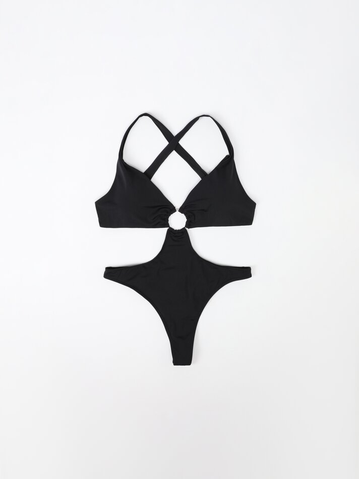 Triquíni com argola frontal - Preto