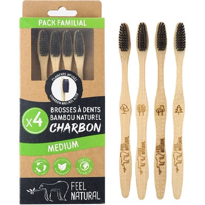 Lot brosses à dents charbon -Medium - 3   1 offerte