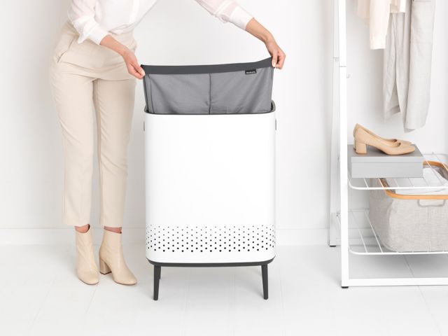 Bo Wasbox Hi, 2 x 45 liter, kunststof deksel - White