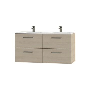 Tiger badkamermeubel Studio 120cm naturel eik/matwit met RVS greep
