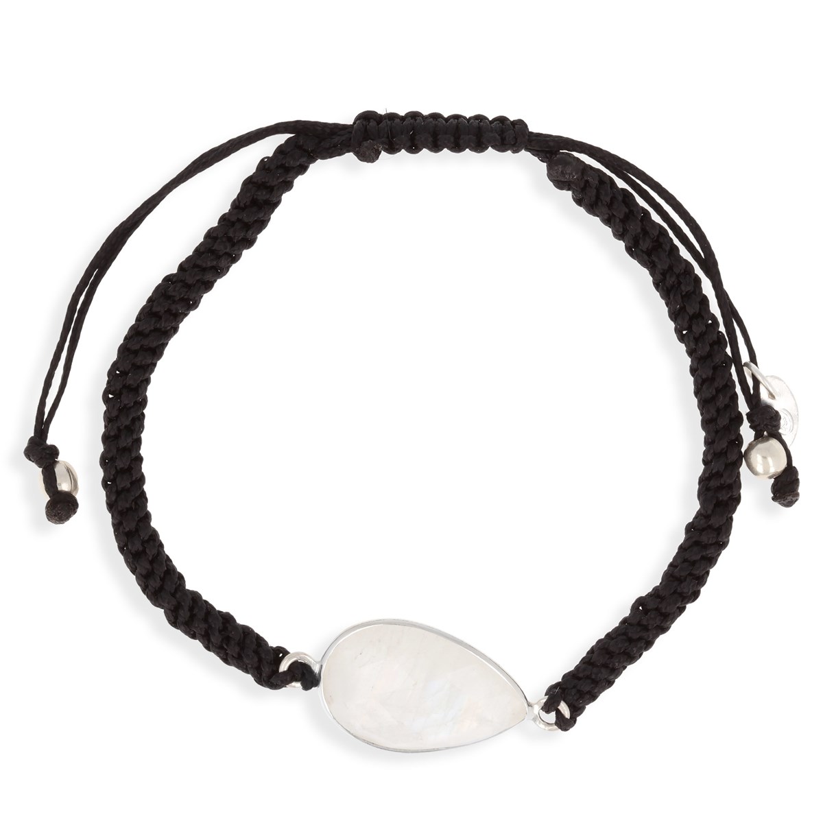 Bracelet ADEN Pierres de lune oblongue Argent cordon réglable